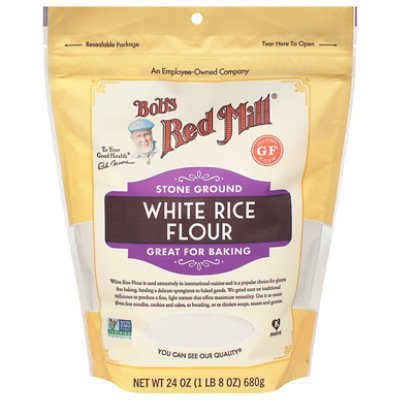 Bobs Red Mill Flour White Rice Stone Ground Gluten Free Non GMO - 24 Oz