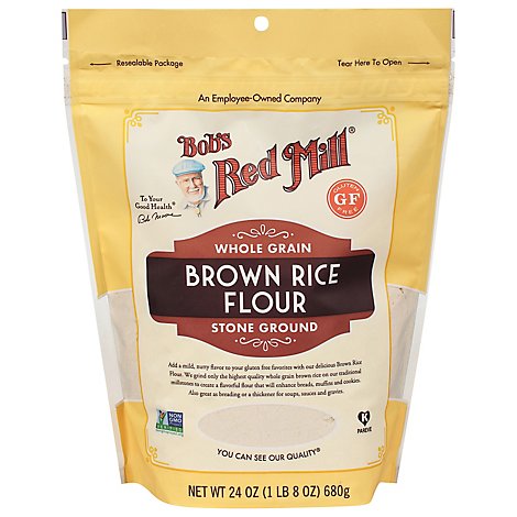 Bobs Red Mill Flour Brown Rice Stone Ground Whole Grain Non GMO - 24 Oz