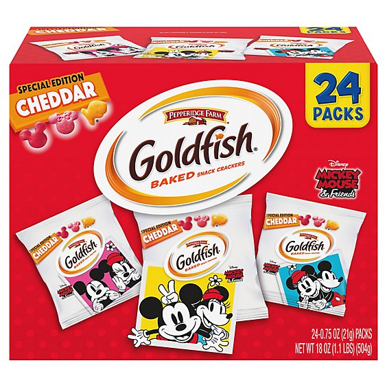 Goldfish Snack Crackers Baked Colors Cheddar 20 Count - 20 Oz
