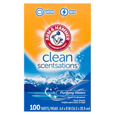 Arm & Hammer Clean Sensations Purifying Waters Fabric Softener Sheets - 100 Count - Image 2
