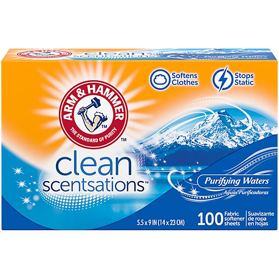 ARM & HAMMER Purifying Waters Fabric Softener Sheets - 100 Count