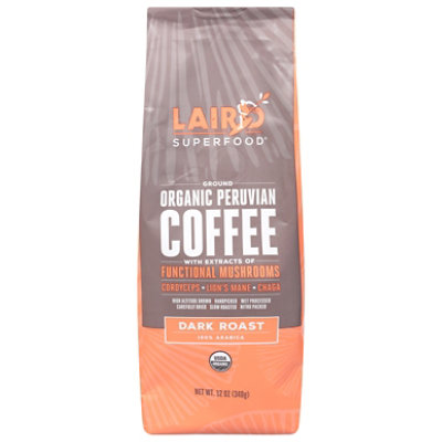 Think Organic Coffee with Lion's Mane & Chaga Mushrooms, Ground, Dark  Roast, 12 oz (340 g)