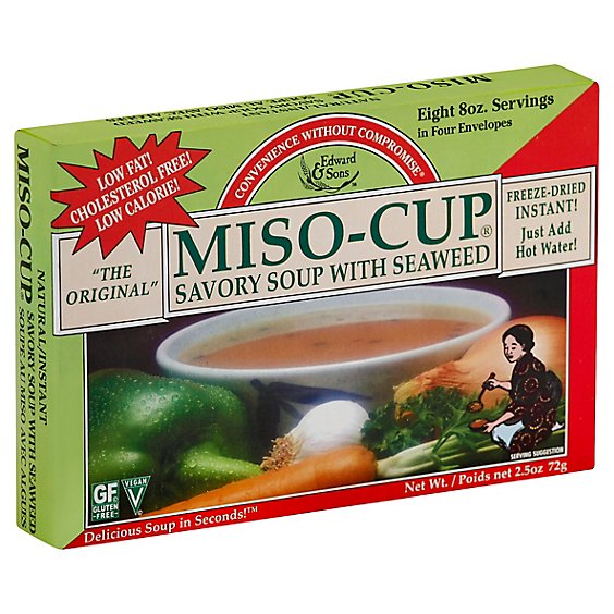 Edward & Sons Soup Mix With Seaweed Gluten Free Miso Cup - 2.5 Oz