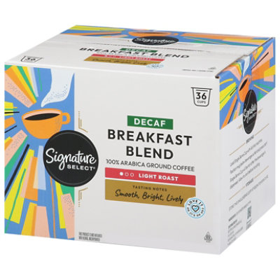 Signature SELECT Coffee Pod Breakfast Blend Decaf - 36 Count