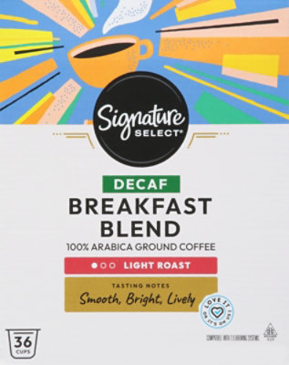 Signature SELECT Coffee Pod Breakfast Blend Decaf - 36 Count - Image 2