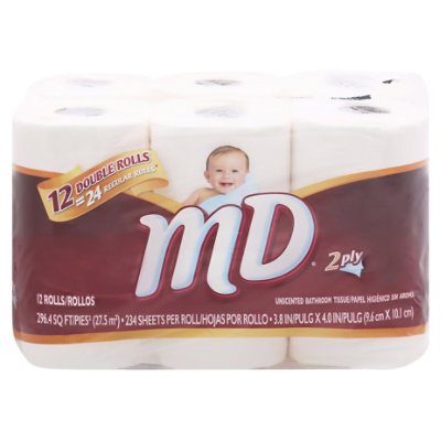 MD Bathroom Tissue Double Rolls White - 12 Roll - Image 3
