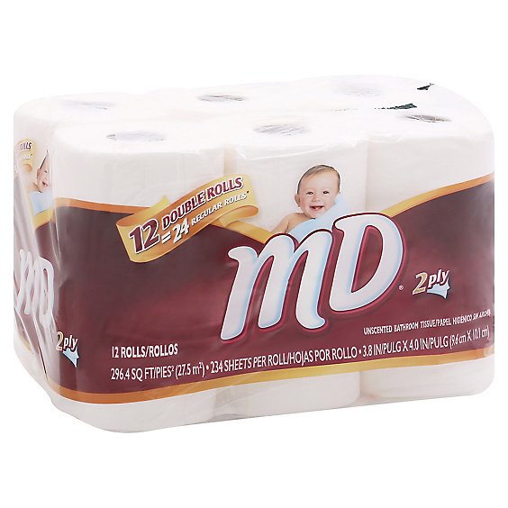 MD Bathroom Tissue Double Rolls White - 12 Roll - Safeway