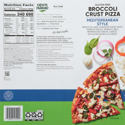 Open Nature Pizza Broccoli Crust Mediterranean - 11.4 Oz - Image 6