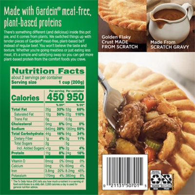 Marie Callender's Plant Based Beef Pot Pie Made With Gardein Beef Frozen Meals - 15 Oz - Image 4