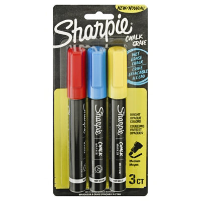 SHARPIE Chalk Marker, Wet Erase Markers, Assorted Colors, 3 Count