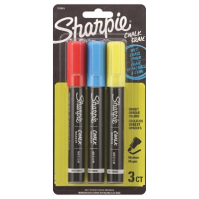 SHARPIE Chalk Marker, Wet Erase Markers, Assorted Colors, 3 Count