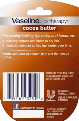 Vaseline Lip Therapy Cocoa Butter - 0.25 Oz - Image 3