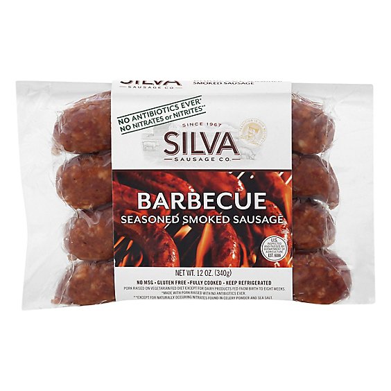 Silva Sausage Pork Sausage Bbq No Antibiotics Fully Cooked - 12 Oz
