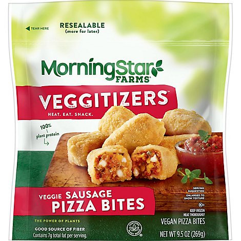 MorningStar Farms Pizza Bites Plant Based Protein Vegan Meat Meatless Sausage - 9.5 Oz