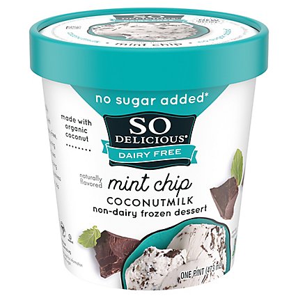 So Delicious Frozen Dessert Dairy Free No Sugar Added Coconut Milk Mint Chip 1 Pint - 473 Ml - Image 3