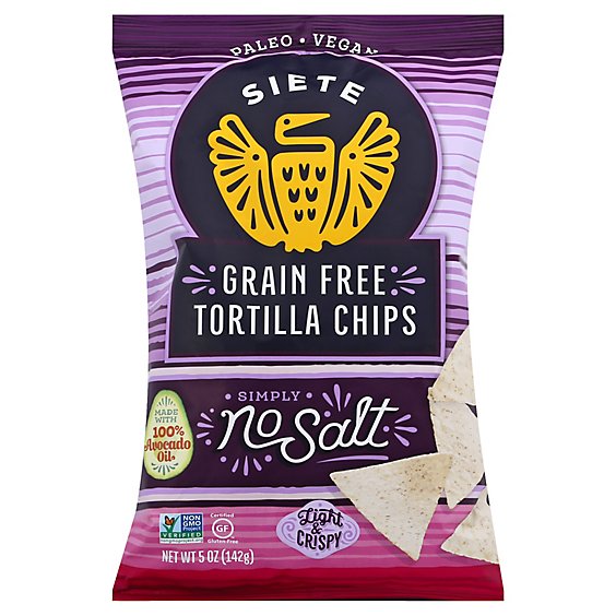 Siete Grain Free No Salt Tortilla Chips - 5 Oz