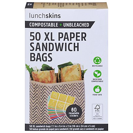 Lunchskins Bag Paper Quart Chevron - 50 Count - Image 3