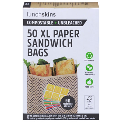 Lunchskins Bag Paper Quart Chevron - 50 Count