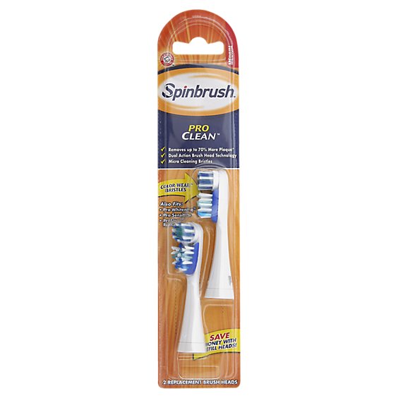 Spinbrush Pro Clean Brush Heads Replacement Medium - 2 Count