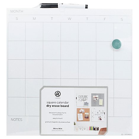 14 x 14 Inches U Brands Square Magnetic Monthly Calendar Dry Erase Board Fr... 