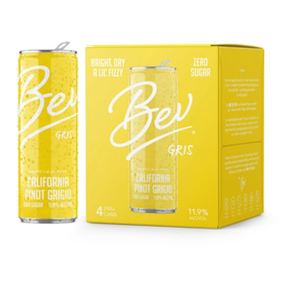 Bev Ca Pinot Grigio Can Wine - 4-250 Ml - Image 1