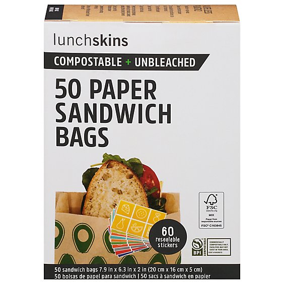Lunchskins Bag Paper Sandwch Avocado - 50 Count