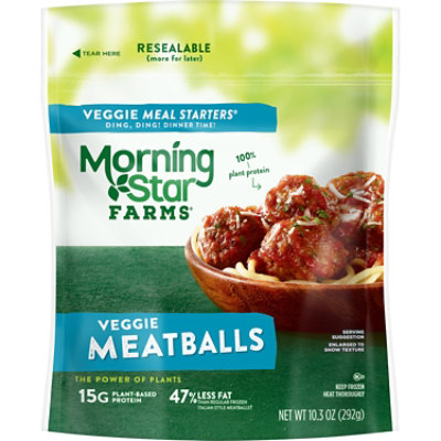 MorningStar Farms Meatless Meatballs Plant Based Protein Vegan Meat Original - 10.3 Oz
