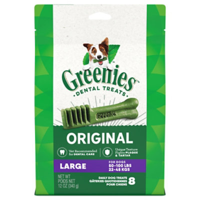 Greenies Original Large Natural Dog Dental Care Chews Oral Health Dog Treats 8 Count - 12 Oz - Image 3
