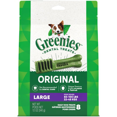 Greenies Original Large Natural Dog Dental Care Chews Oral Health Dog Treats 8 Count - 12 Oz - Image 1