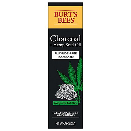 Burt's Bees Charcoal + Hemp Seed Oil Mint Fluoride Free Toothpaste - 4.7 Oz - Image 1