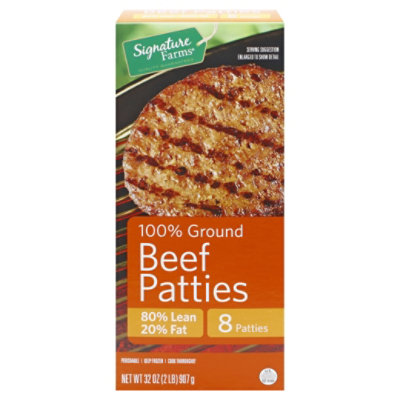 Signature SELECT Ground Beef Patties 80% Lean 20% Fat 8 Count - 2 Lb - Image 3