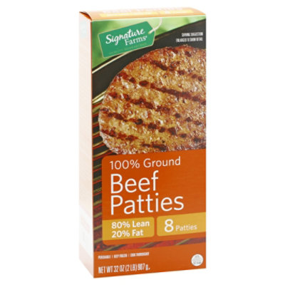 Signature SELECT Ground Beef Patties 80% Lean 20% Fat 8 Count - 2 Lb - Image 1