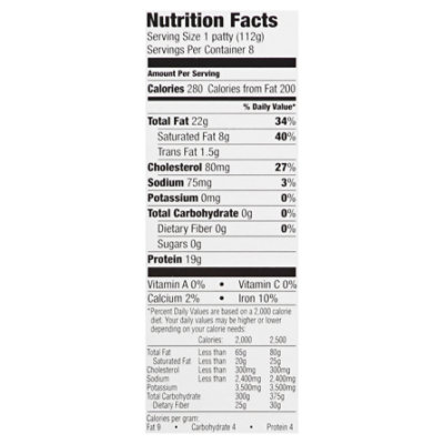 Signature SELECT Ground Beef Patties 80% Lean 20% Fat 8 Count - 2 Lb - Image 4