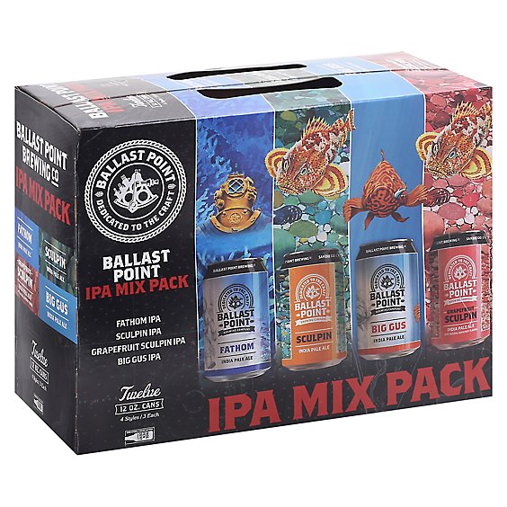 Ballast Point Ipa Mixed Pack In Bottles - 12-12 Fl. Oz.