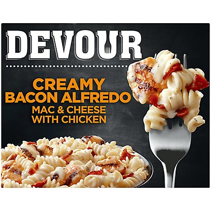 DEVOUR Creamy Bacon Alfredo Mac & Cheese with Chicken Frozen Meal Box - 10 Oz - Image 2