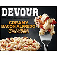 DEVOUR Creamy Bacon Alfredo Mac & Cheese with Chicken Frozen Meal Box - 10 Oz - Image 2