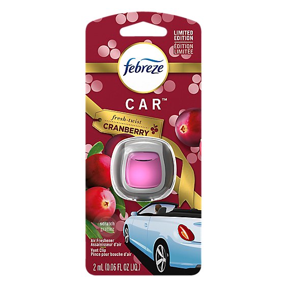 Febreze Air Freshener Odor Eliminating Car Vent Clip Fresh Twist Cranberry - Each