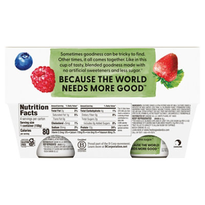 Too Good & Co. Mixed Berry Low Fat Lower Sugar Gluten Free Greek Yogurt Multipack - 4-5.3 Oz - Image 3