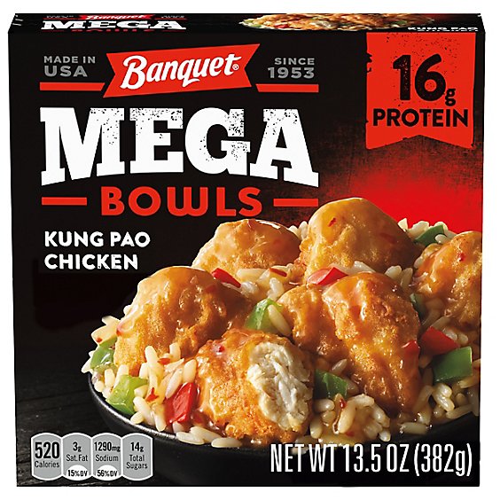 Banquet Mega Bowls Kung Pao Chicken With Rice Frozen Meal - 13.5 Oz