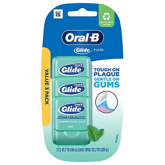 Oral-B Glide Pro-Health Comfort Plus Dental Floss Mint 40 M Pack - 3 Count