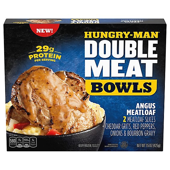Hungry-Man Double Meat Bowls Angus Meatloaf With Cheddar Chse Grits Frozen - 15 Oz