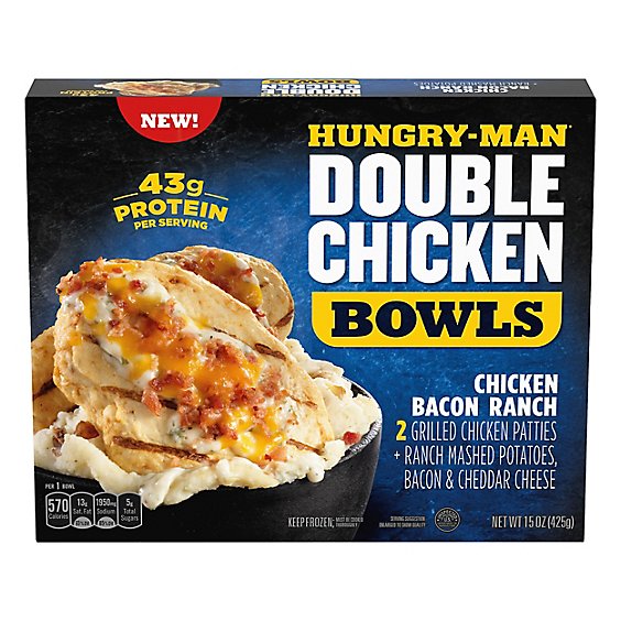 Hungry-Man Double Chicken Bacon Ranch Bowls With Mashed Potatoes Frozen - 15 Oz