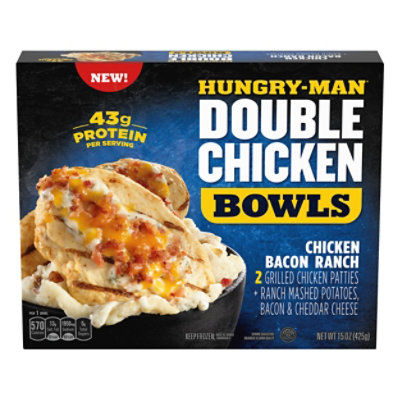 Hungry-Man Double Chicken Bacon Ranch Bowls With Mashed Potatoes Frozen - 15 Oz - Image 1