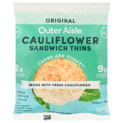 Outer Aisle Plantpower Cauliflower Sandwich Thins Original - 6 Count - Image 2