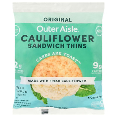 Outer Aisle Everything-Seasoned Cauliflower Sandwich Thins - 4 1/4 -  72/Case