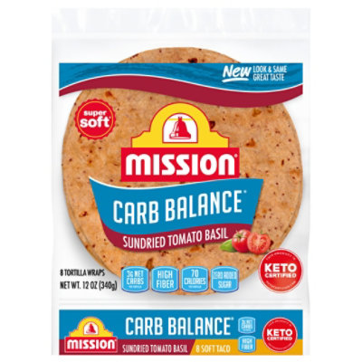 Mission Carb Balance Sundried Tomato Basil Tortilla Wraps - 8 Count - Image 1