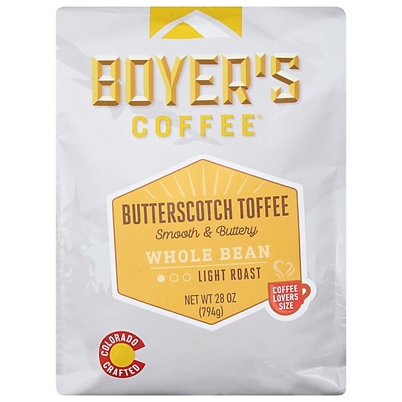 Boyers Coffee Butterscotch Whole Bean Coffee - 28 Oz