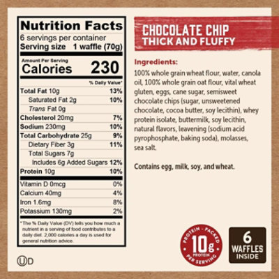 Kodiak Thick & Fluffy Chocolate Chip Waffles Box - 14.82 Oz - Image 6