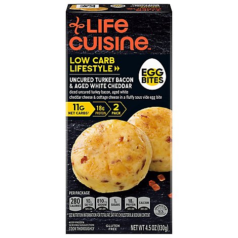 Life Cuisine Uncured Turkey Bacon & Aged White Cheddar Egg Bites - 4.5 Oz