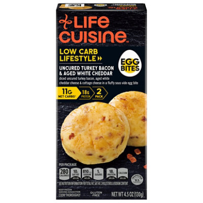 Life Cuisine Uncured Turkey Bacon And Aged White Cheddar Egg Bites - 4.5 Oz